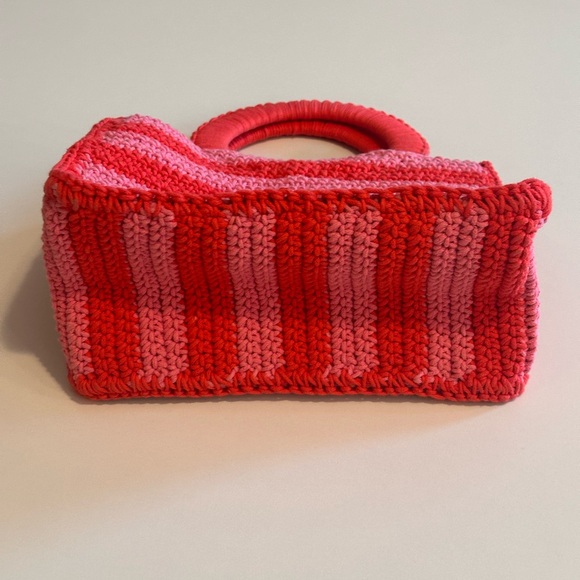 J. Crew Crocheted Pink & Red Striped Handbag - Picture 7 of 8
